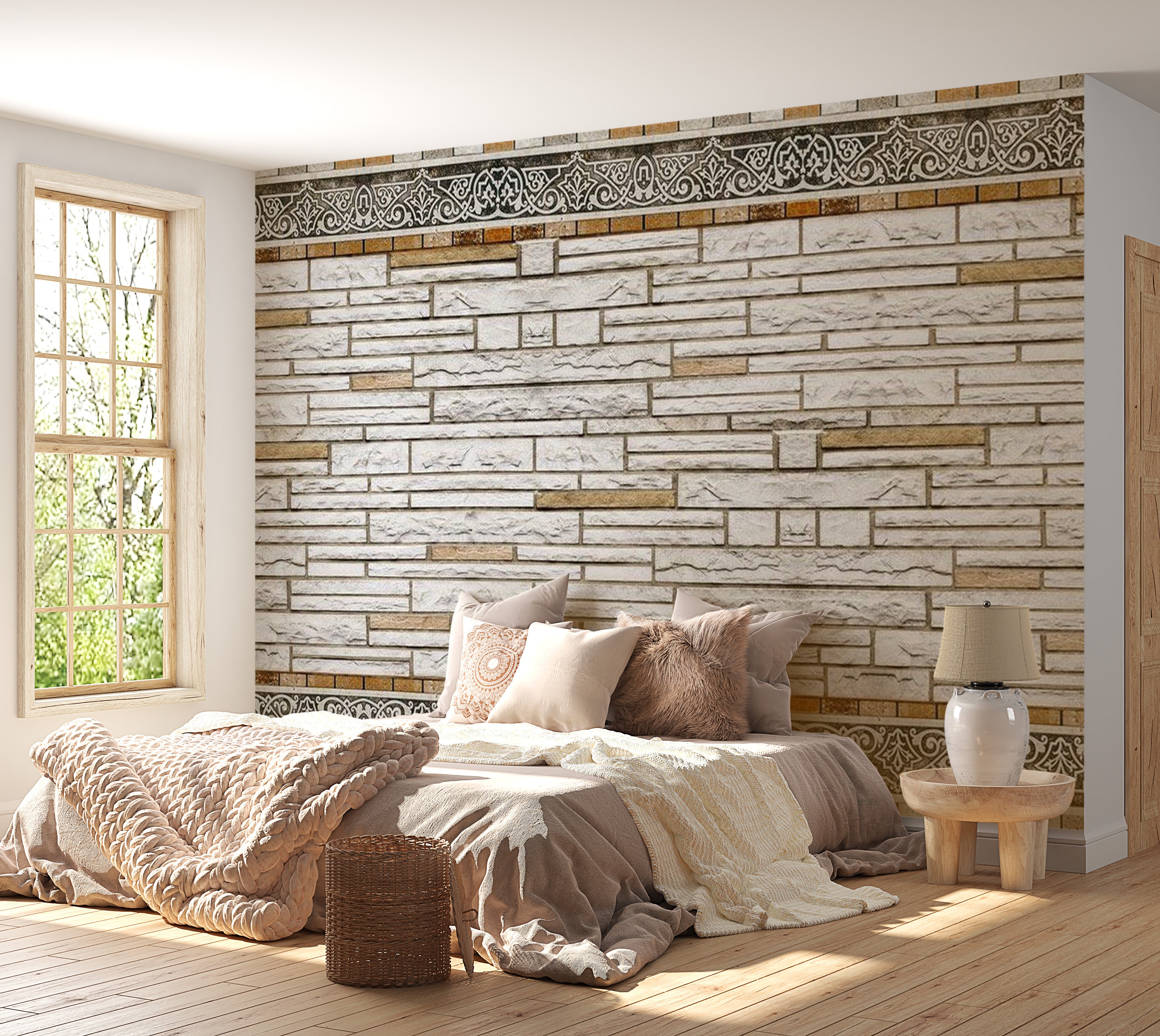 Background & Patterns Wallpaper Wall Mural - Stone Mosaic 39"Wx27"H