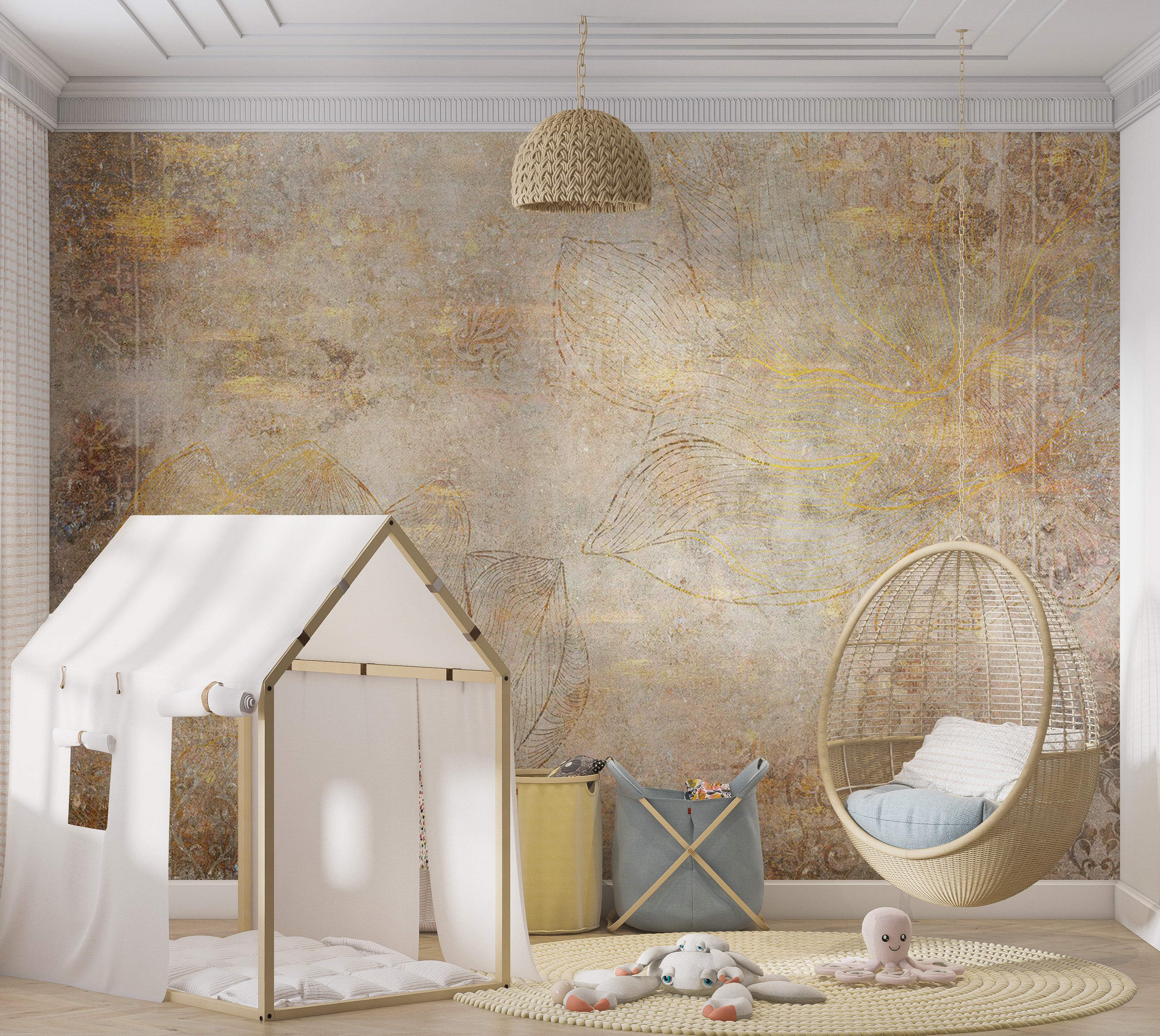 Abstract Wallpaper Wall Mural - Golden Etude 39"Wx27"H / Standard