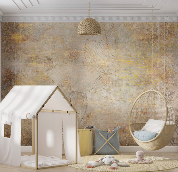 Abstract Wallpaper Wall Mural - Golden Etude 39"Wx27"H / Standard