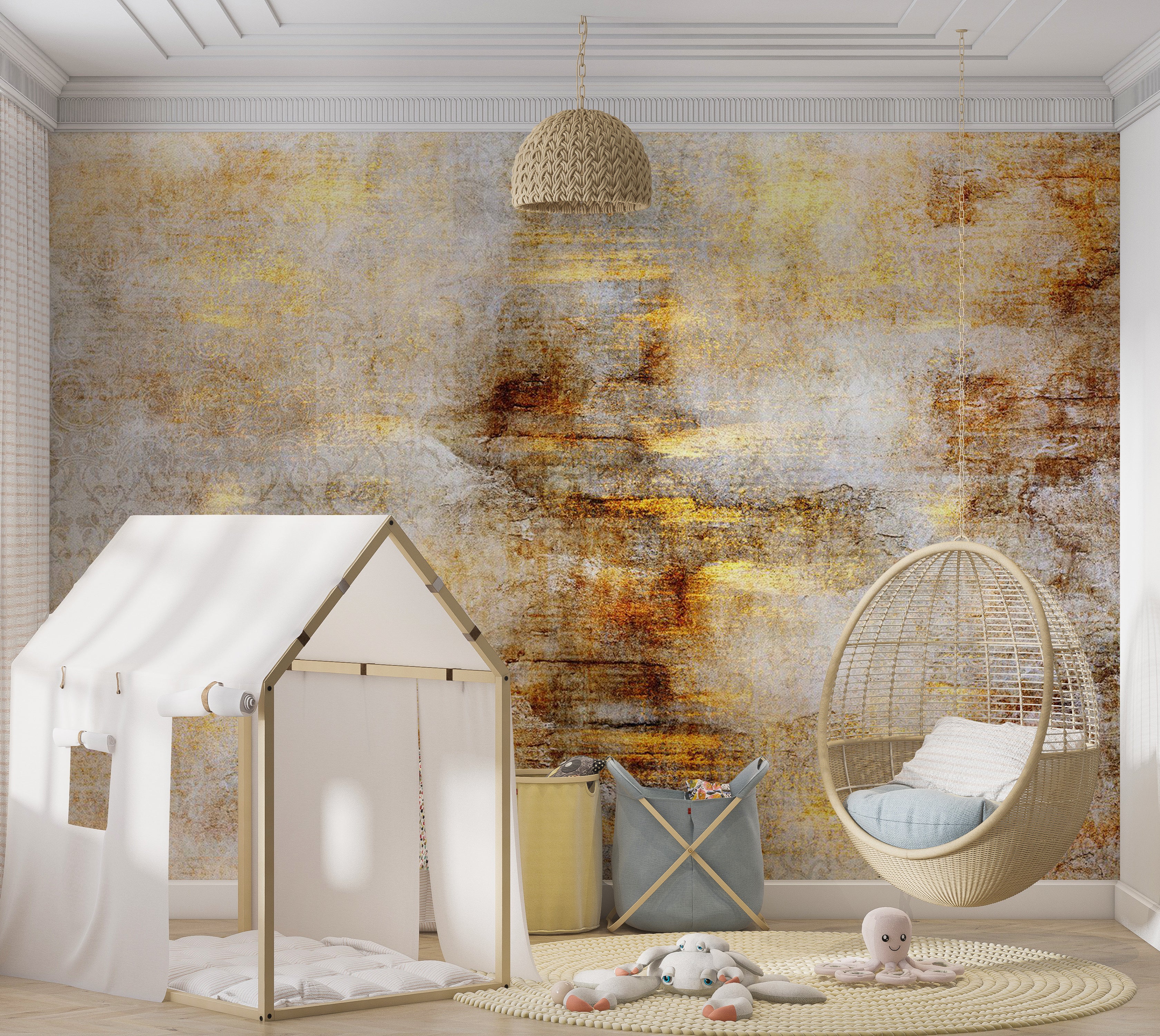 Abstract Wallpaper Wall Mural - Golden Expression 39"Wx27"H / Standard