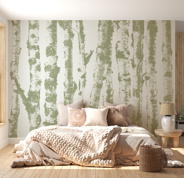 Peel & Stick Landscape Wall Mural - Group of Birches Sage 38"Wx27"H