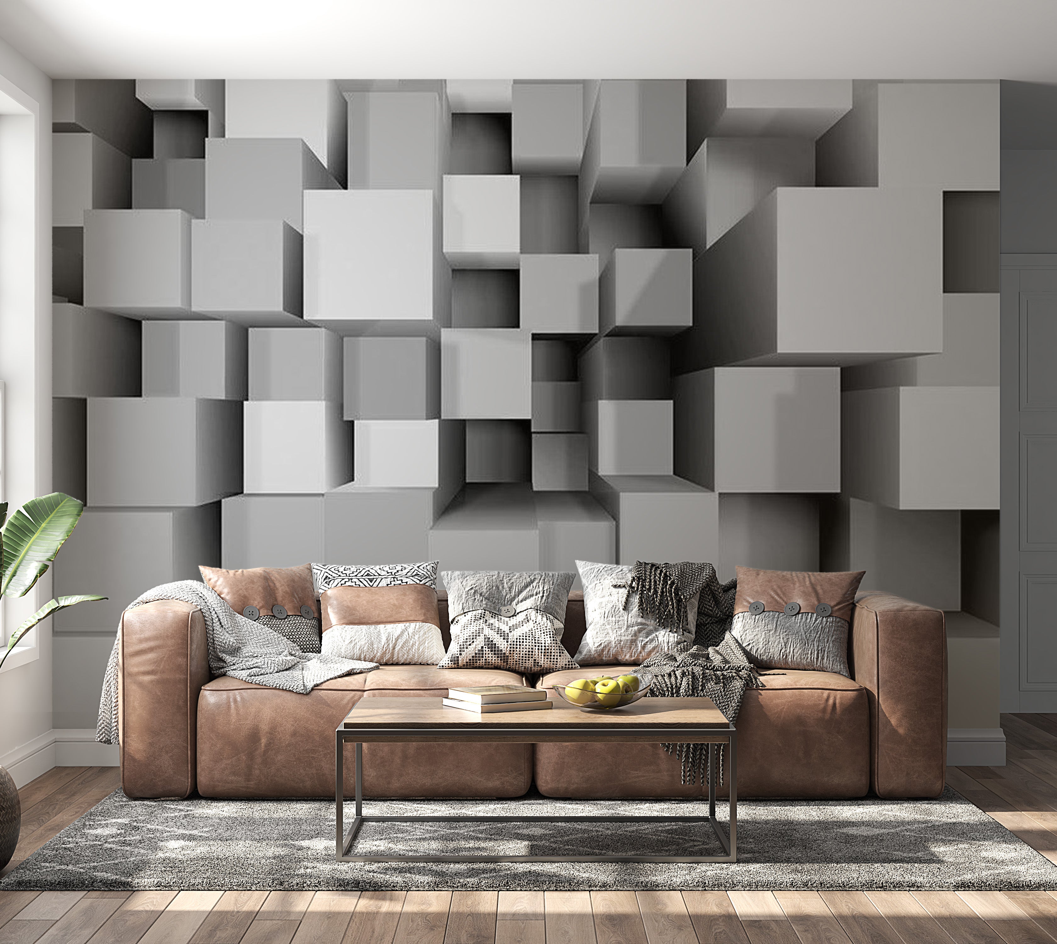 Abstract Wallpaper Wall Mural - Mechanical Symmetry 39"Wx27"H