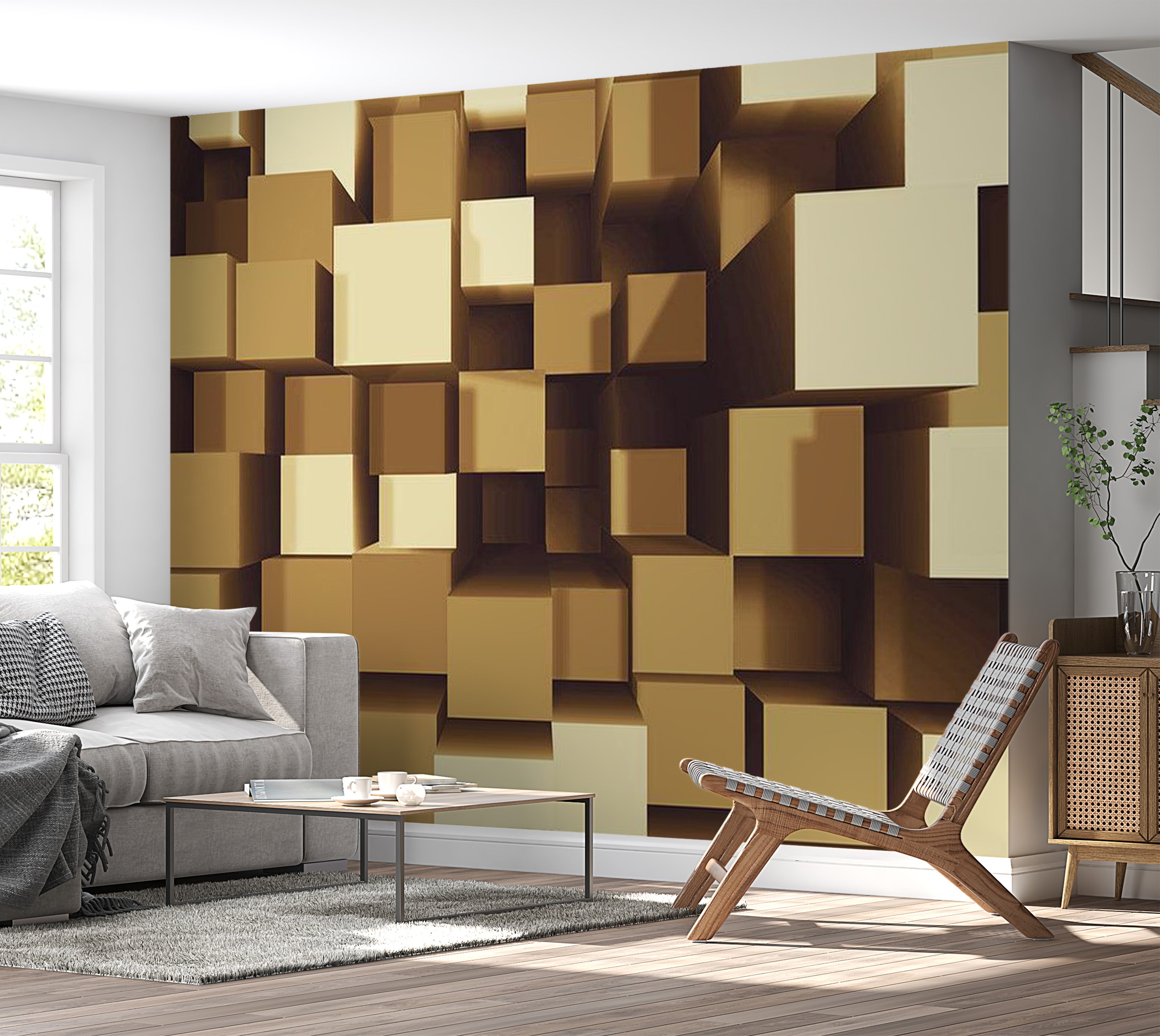 Abstract Wallpaper Wall Mural - Geometrical Harmony 39"Wx27"H