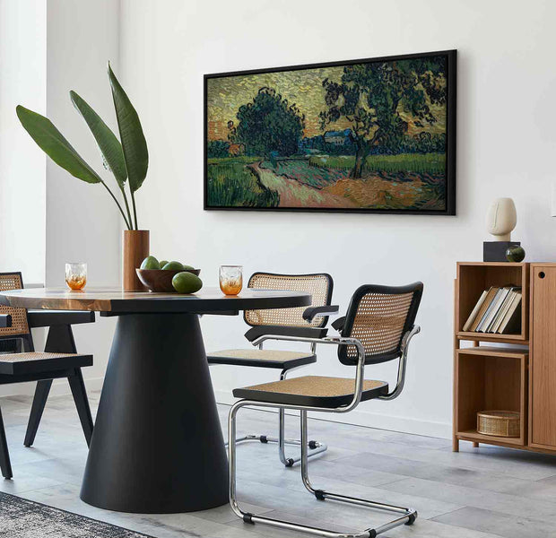 Floating Framed Canvas Art - Landscape at Sunset - Vincent Van Gogh