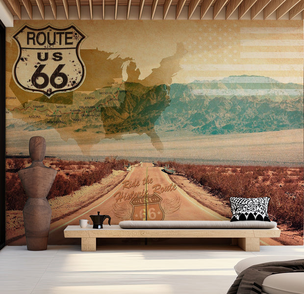 Peel & Stick Americana Wall Mural - Ride Route 66