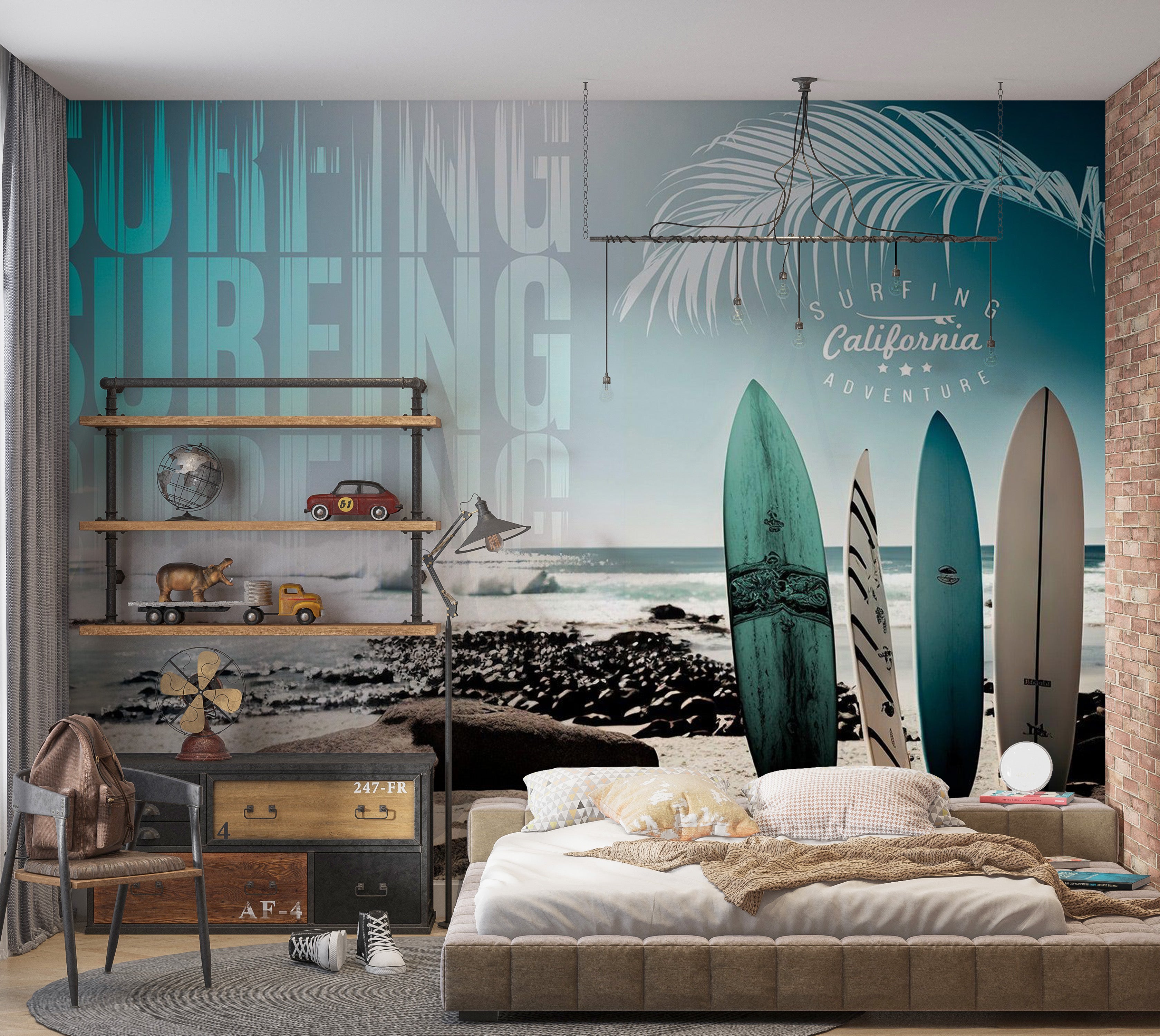 Peel & Stick Surf Wall Mural - California Surfing Adventure