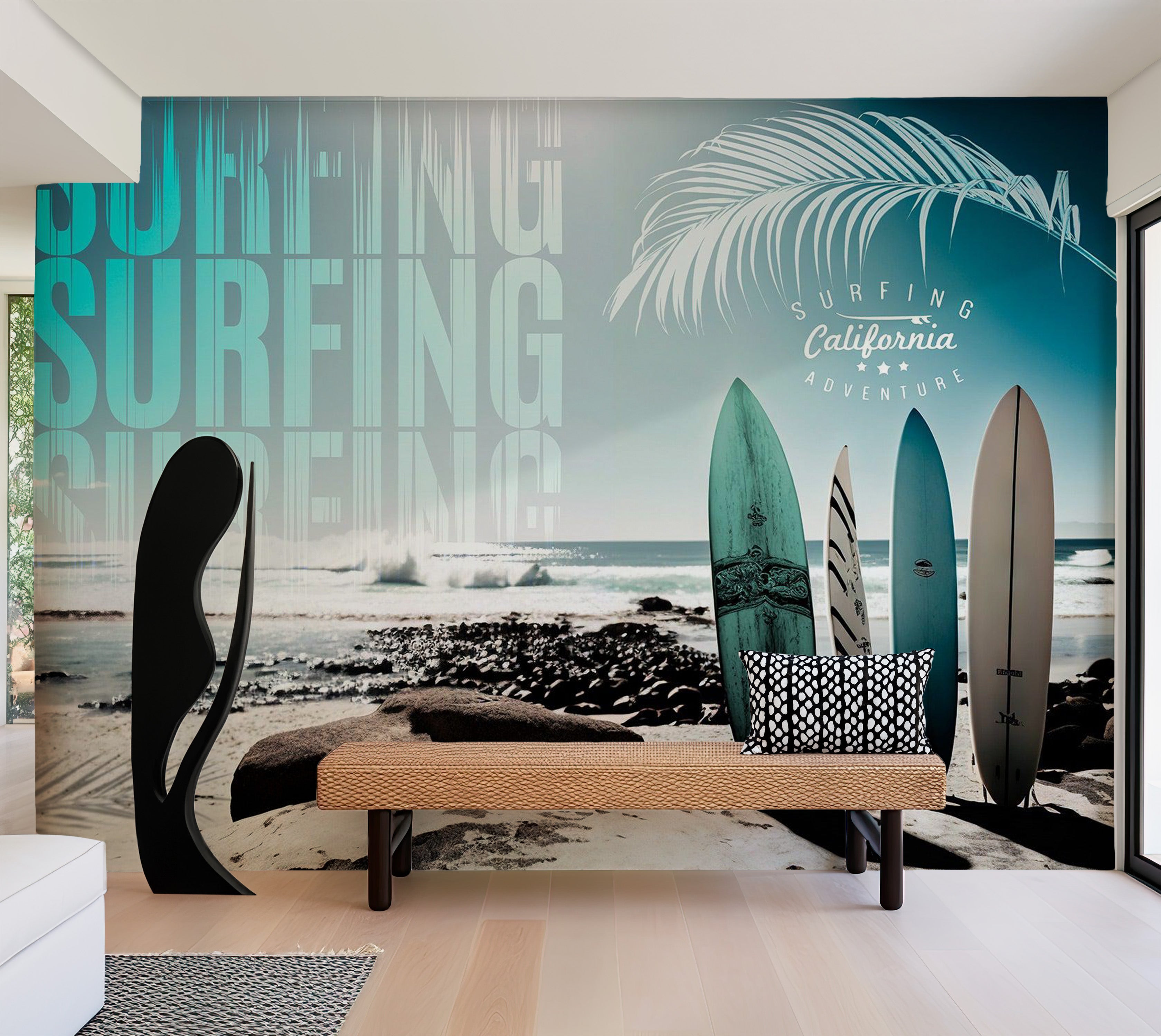 Peel & Stick Surf Wall Mural - California Surfing Adventure