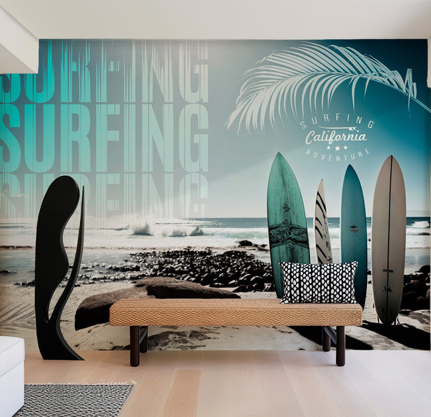 Peel & Stick Surf Wall Mural - California Surfing Adventure