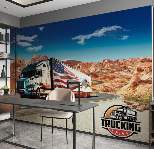 Peel & Stick Americana Wall Mural - Eagle Truck