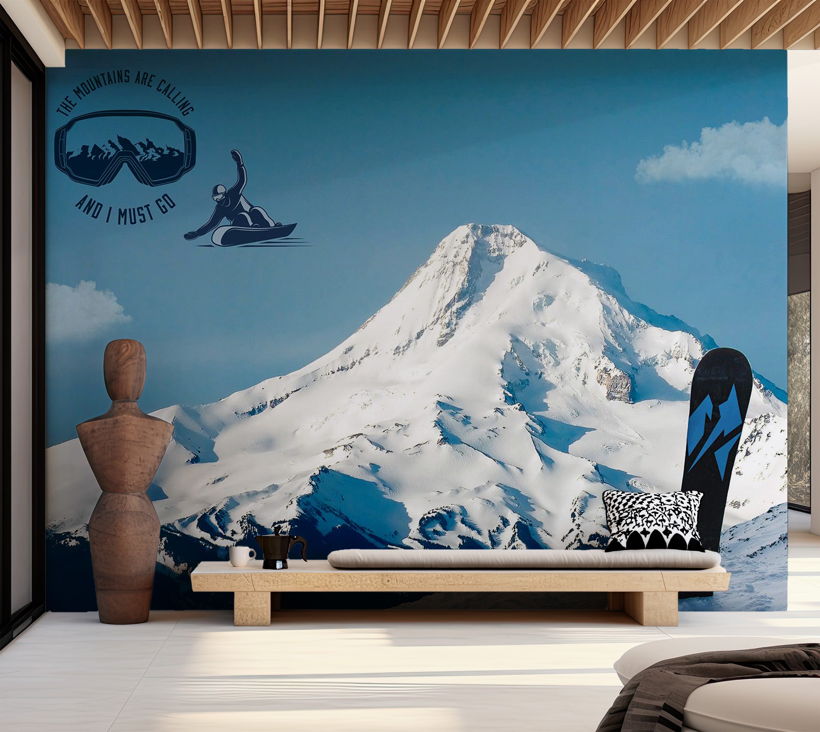 Peel & Stick Landscape Wall Mural - Snowboarding