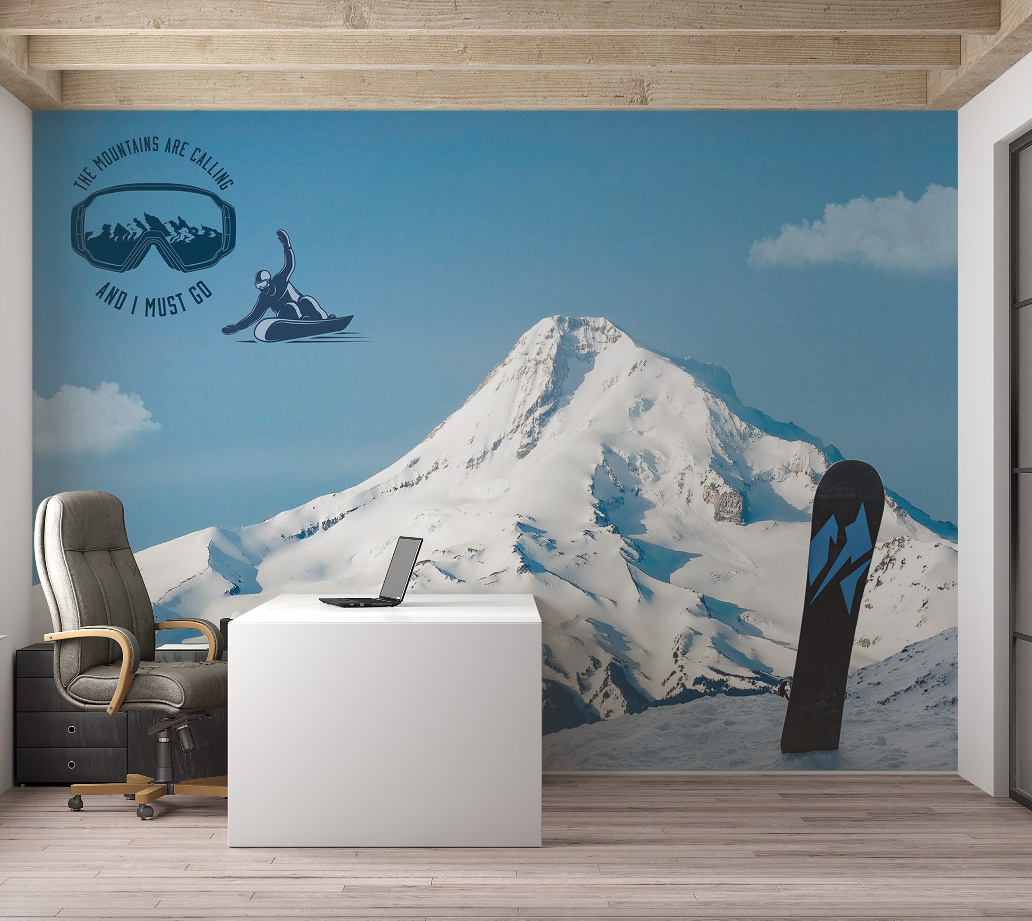 Peel & Stick Landscape Wall Mural - Snowboarding