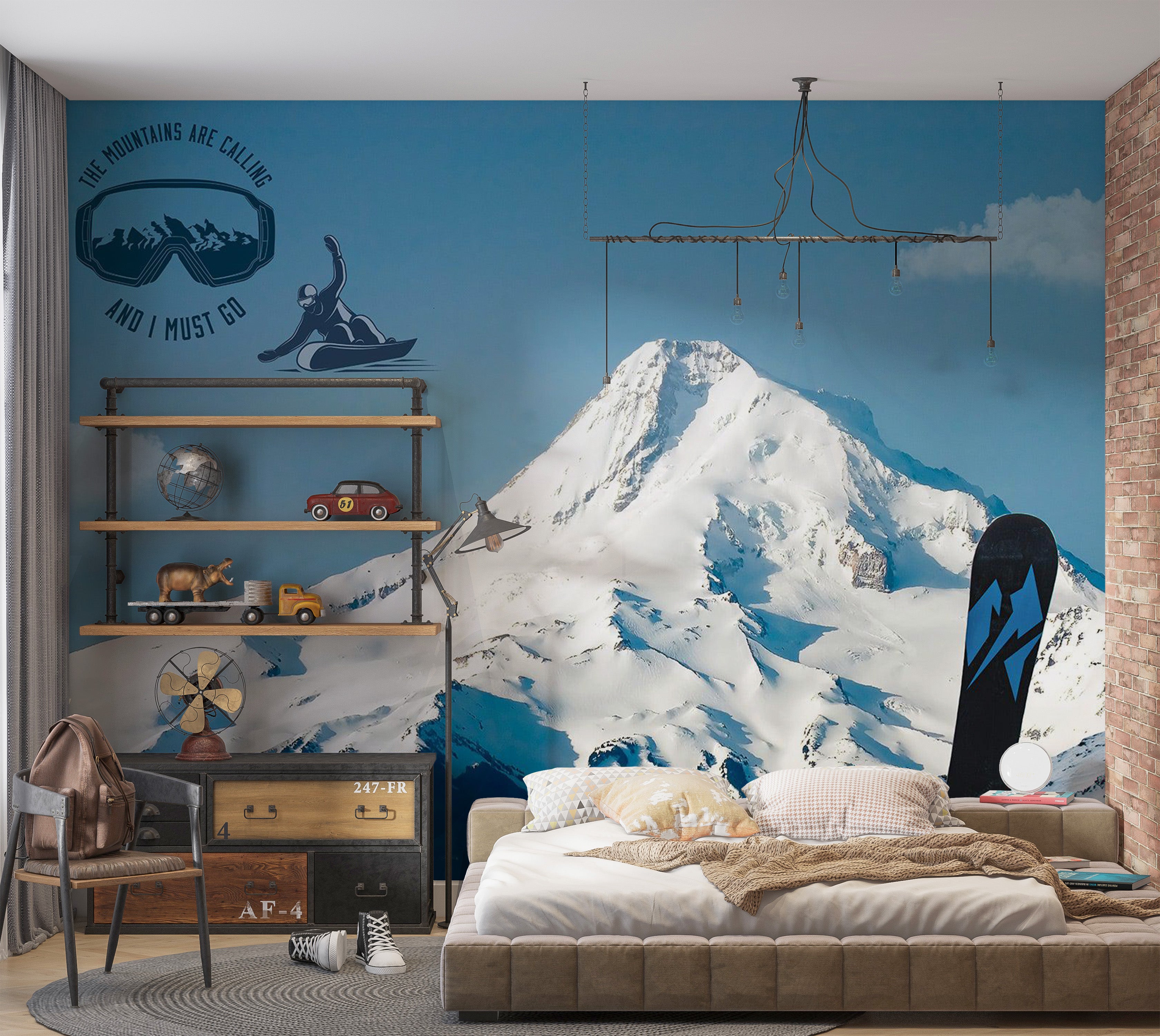 Peel & Stick Landscape Wall Mural - Snowboarding