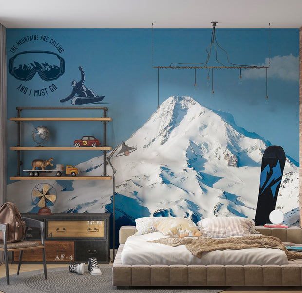 Peel & Stick Landscape Wall Mural - Snowboarding