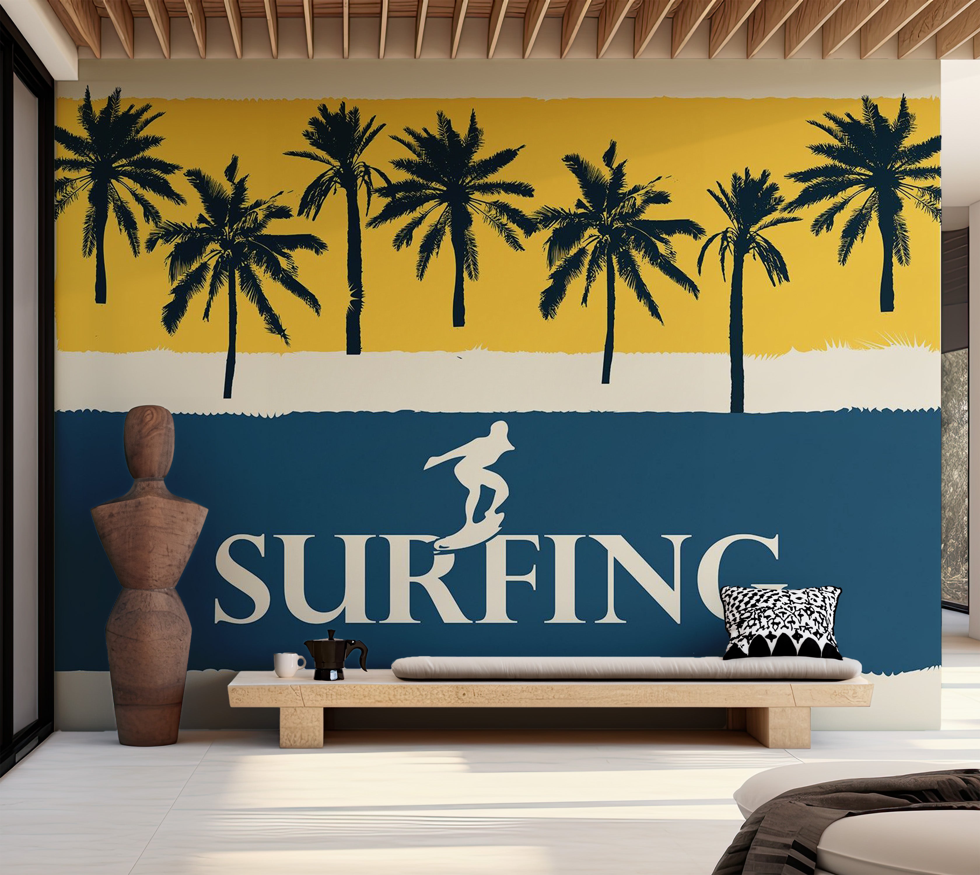 Peel & Stick Tropical Wall Mural - Surfing