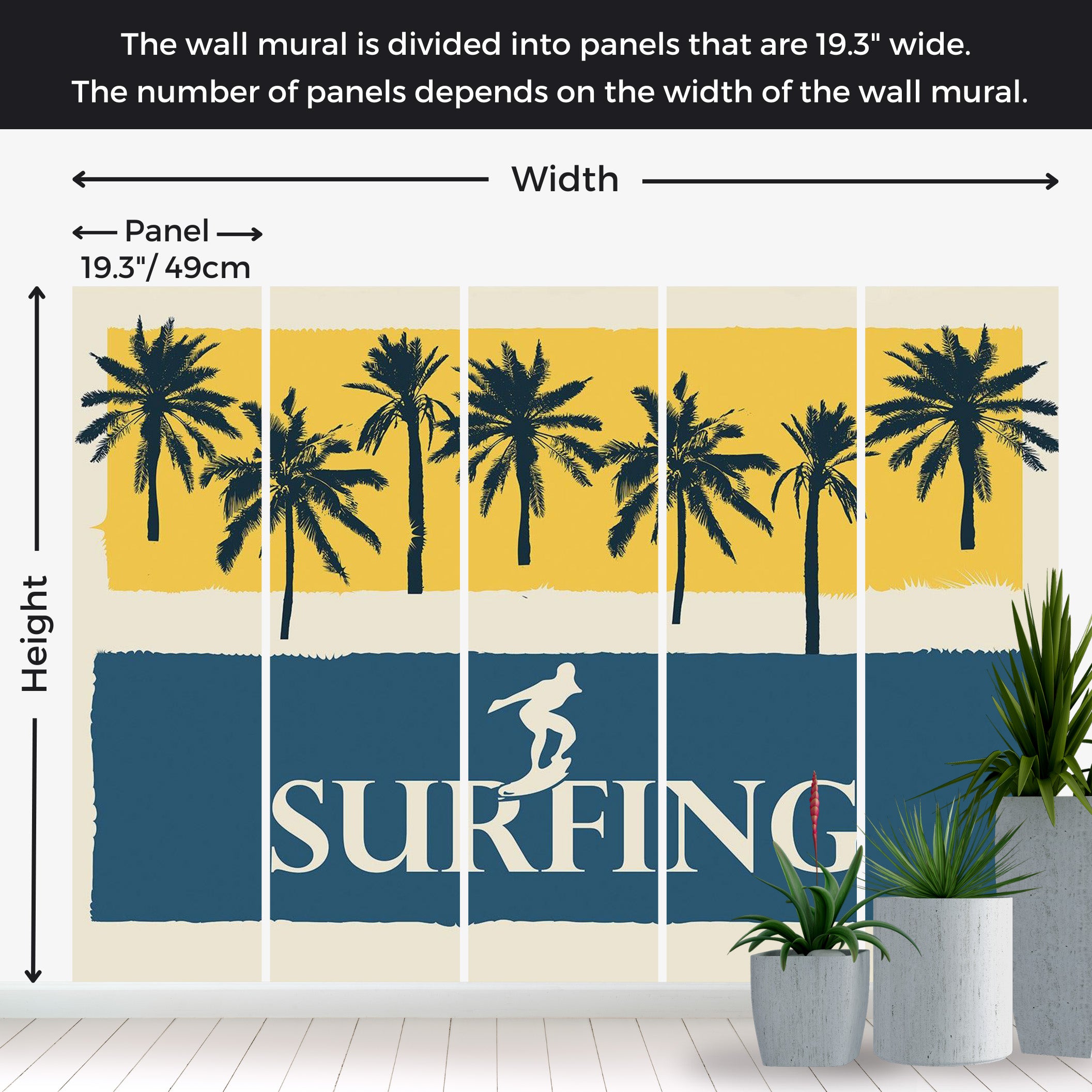 Peel & Stick Tropical Wall Mural - Surfing