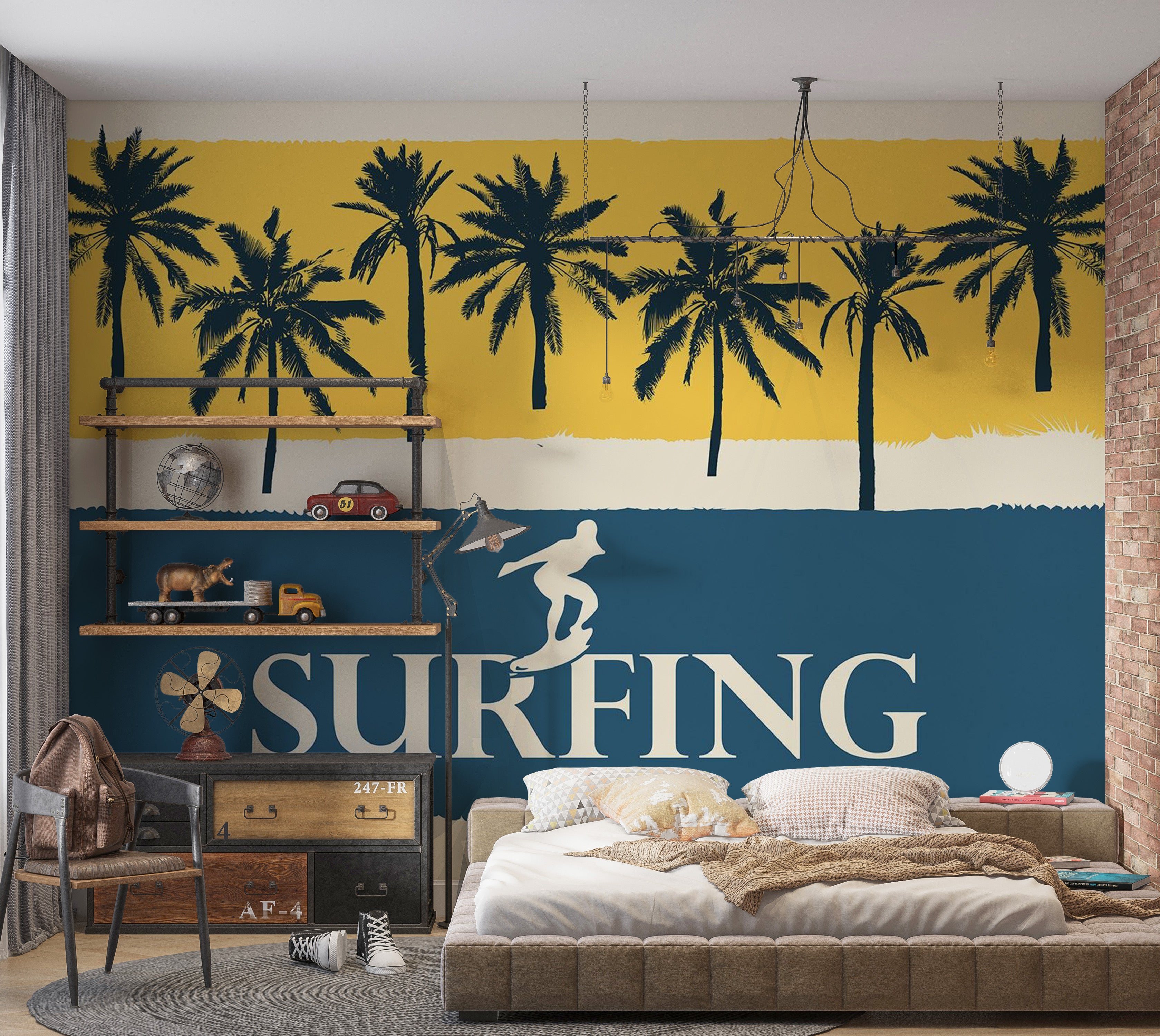 Peel & Stick Tropical Wall Mural - Surfing