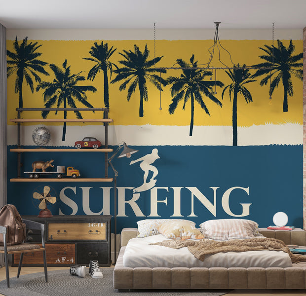 Peel & Stick Tropical Wall Mural - Surfing