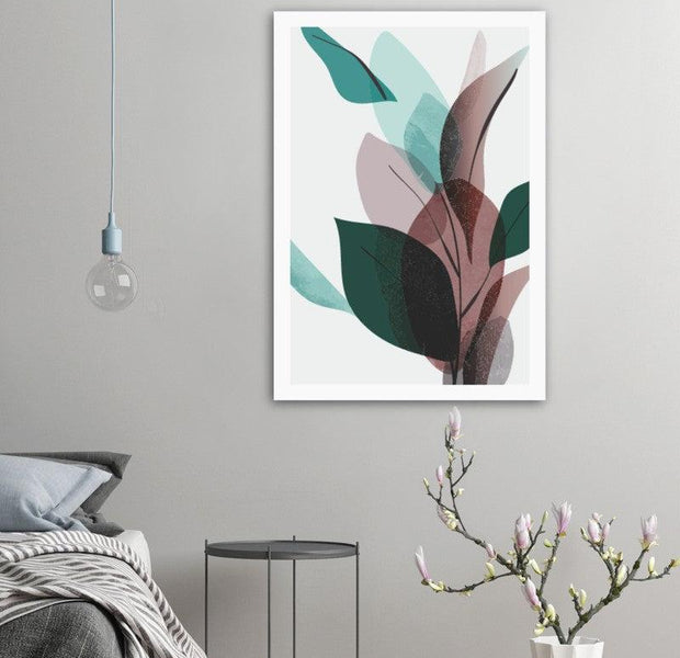 Burgundy Teal Floral Botanical Poster 02