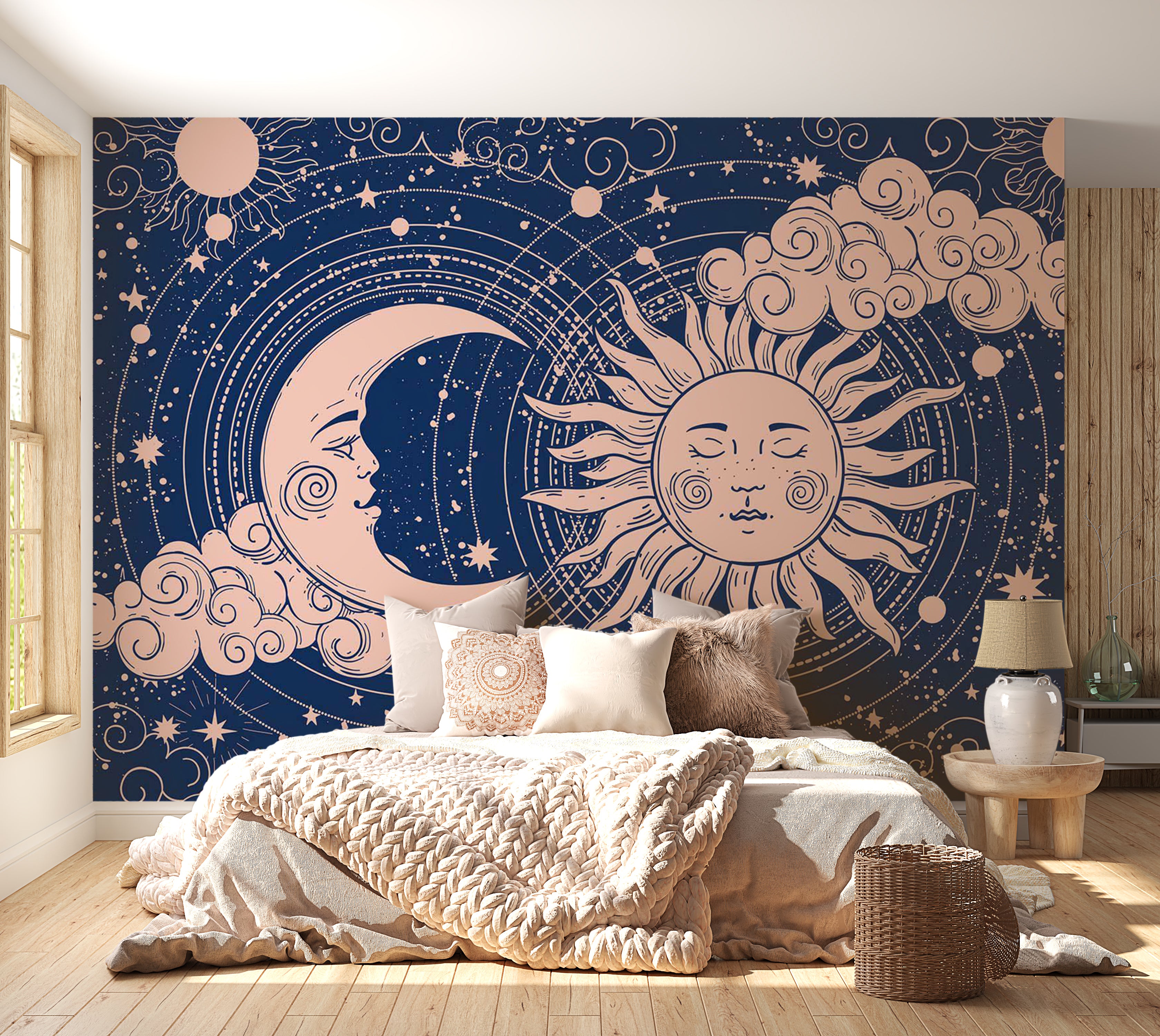 Peel & Stick Spiritual Wall Mural - Cosmic Harmony 38"Wx27"H