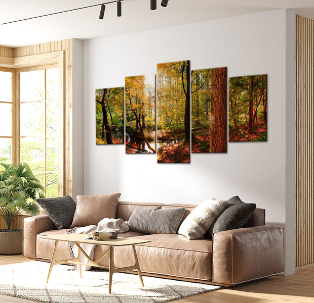 Stretched Canvas Landscape Art - Autumn Morning Sunshine 40"Wx20"H