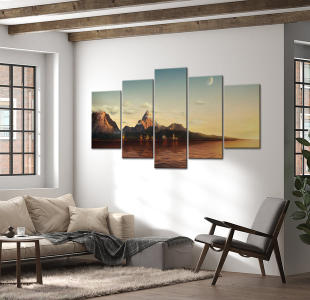 Stretched Canvas Landscape Art - Sunrise In The Mountains 40"Wx20"H