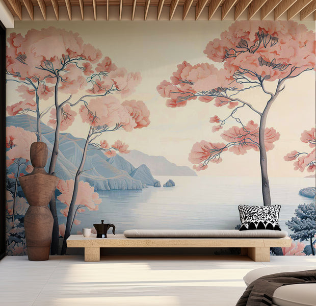 Peel & Stick Landscape Wall Mural - Pastel Horizon by Water 38"Wx27"H