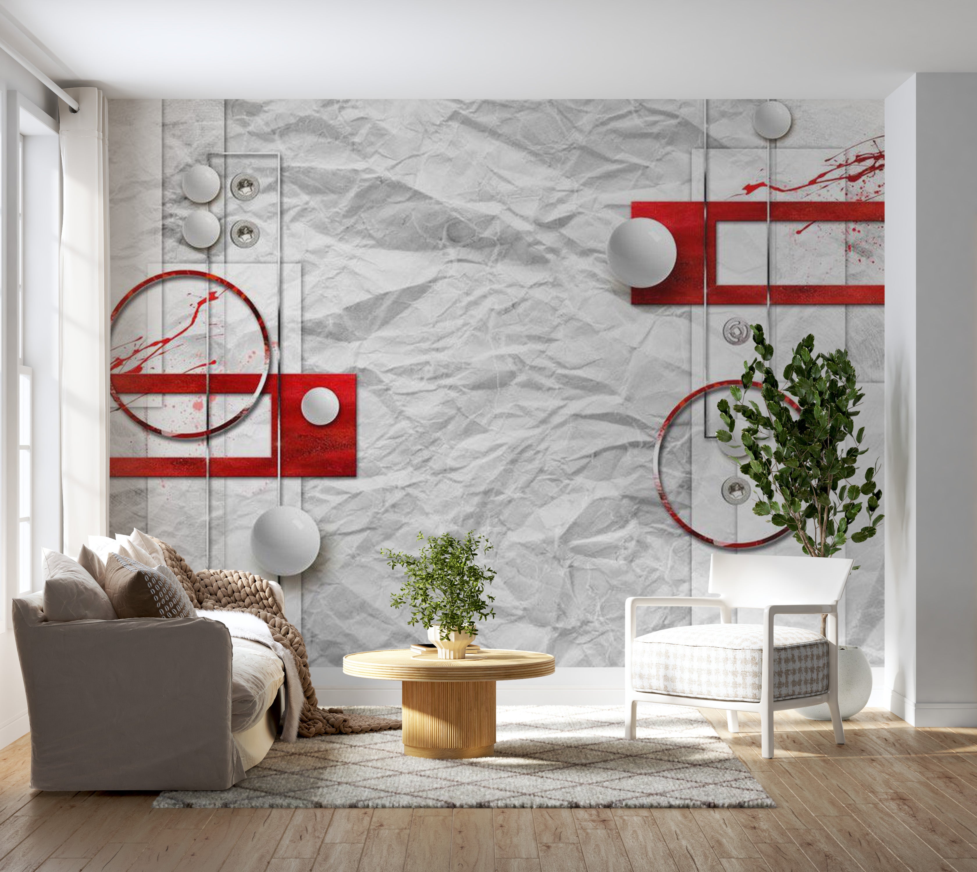 Abstract Wallpaper Wall Mural - Paper Abstraction 39"Wx27"H