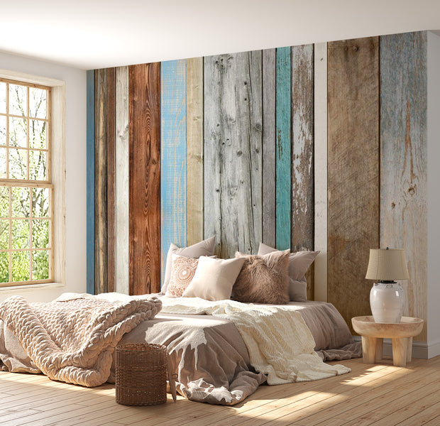 Background & Patterns Wallpaper Wall Mural - Mixed Distressed Wood 39"Wx27"H