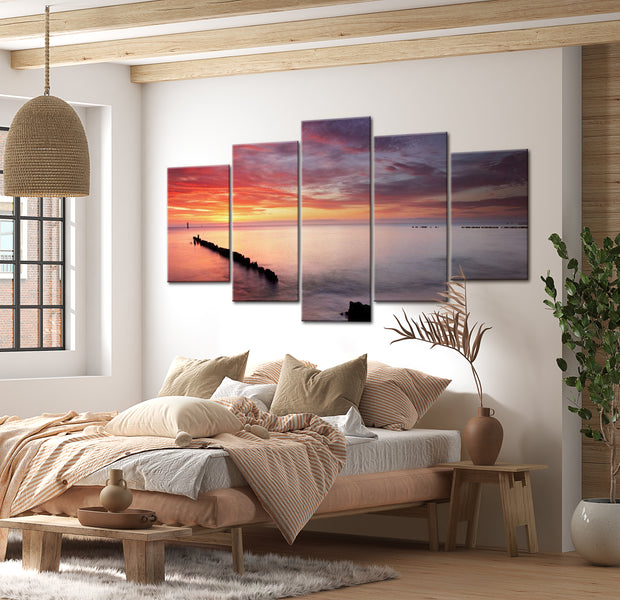 Stretched Canvas Landscape Art - Play Of Colors At The Sea 40"Wx20"H