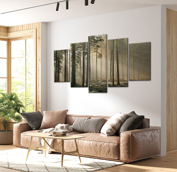 Stretched Canvas Landscape Art - Light In A Dark Forest 40"Wx20"H