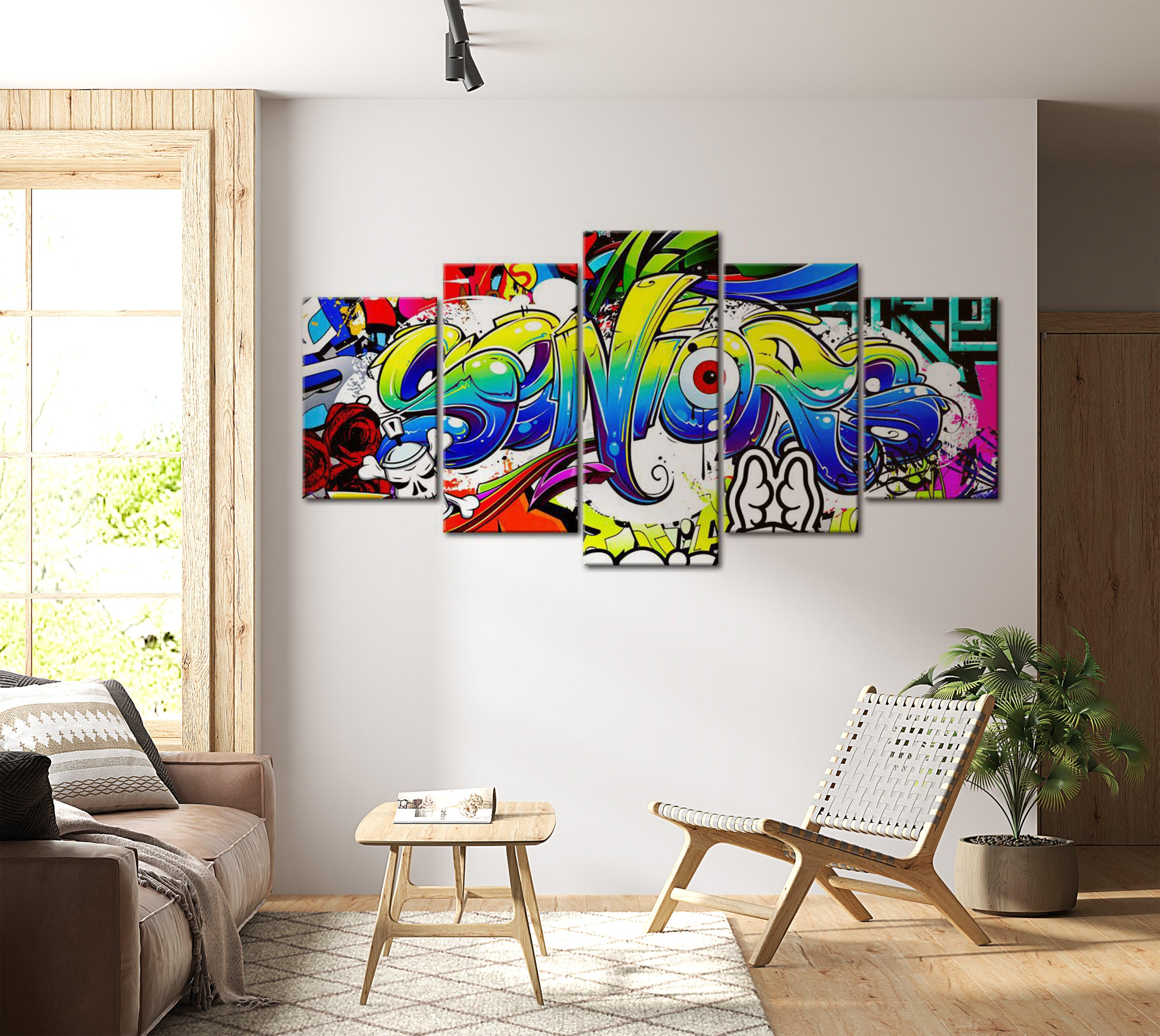 Stretched Canvas Street Art - Youth World - 5 Pieces