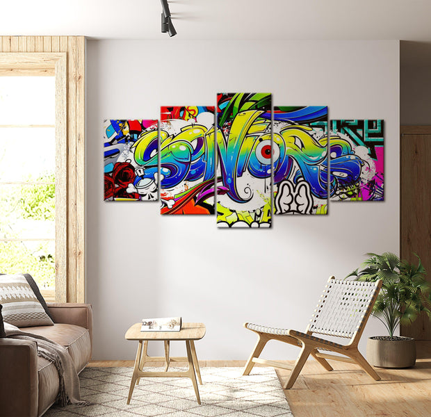 Stretched Canvas Street Art - Youth World - 5 Pieces