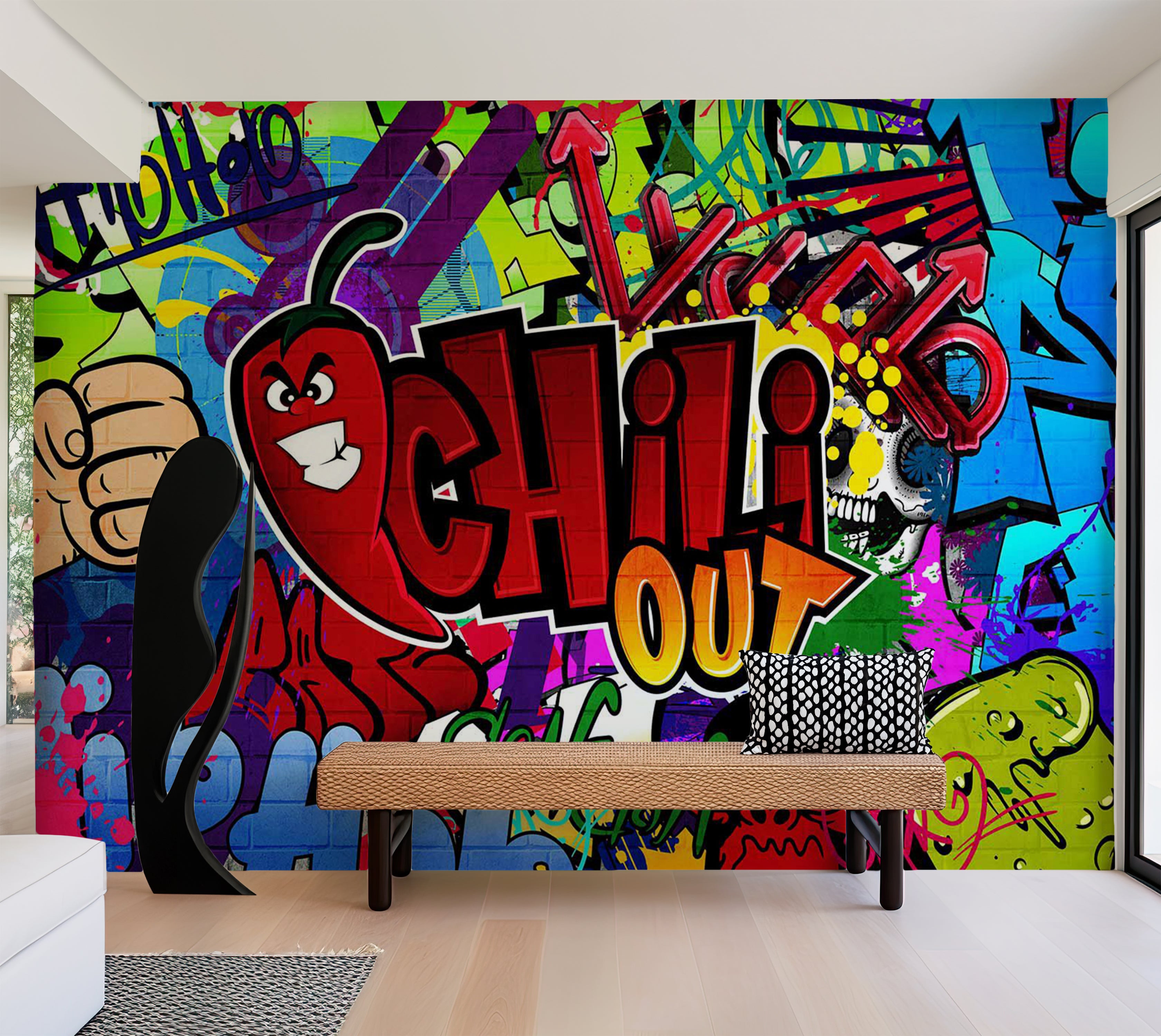 Peel & Stick Street Art Wall Mural - Chili Out 38"Wx27"H