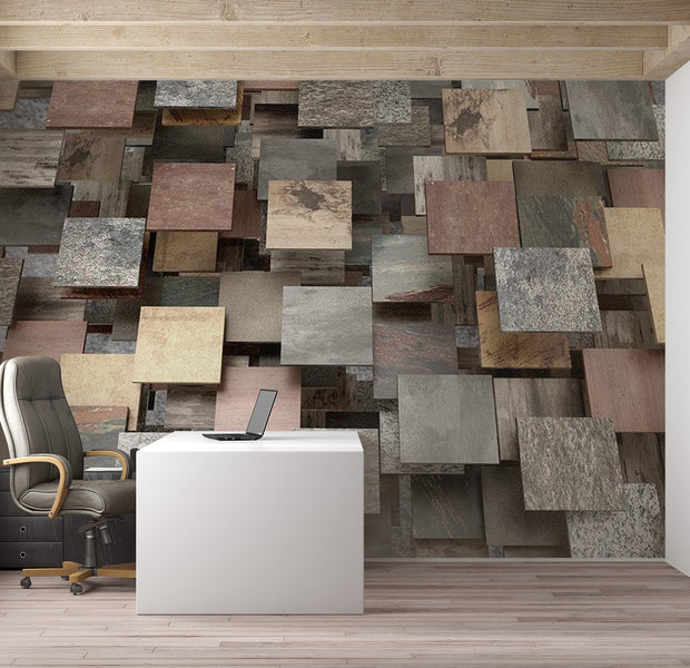 Abstract Wallpaper Wall Mural - Square Structure 39"Wx27"H
