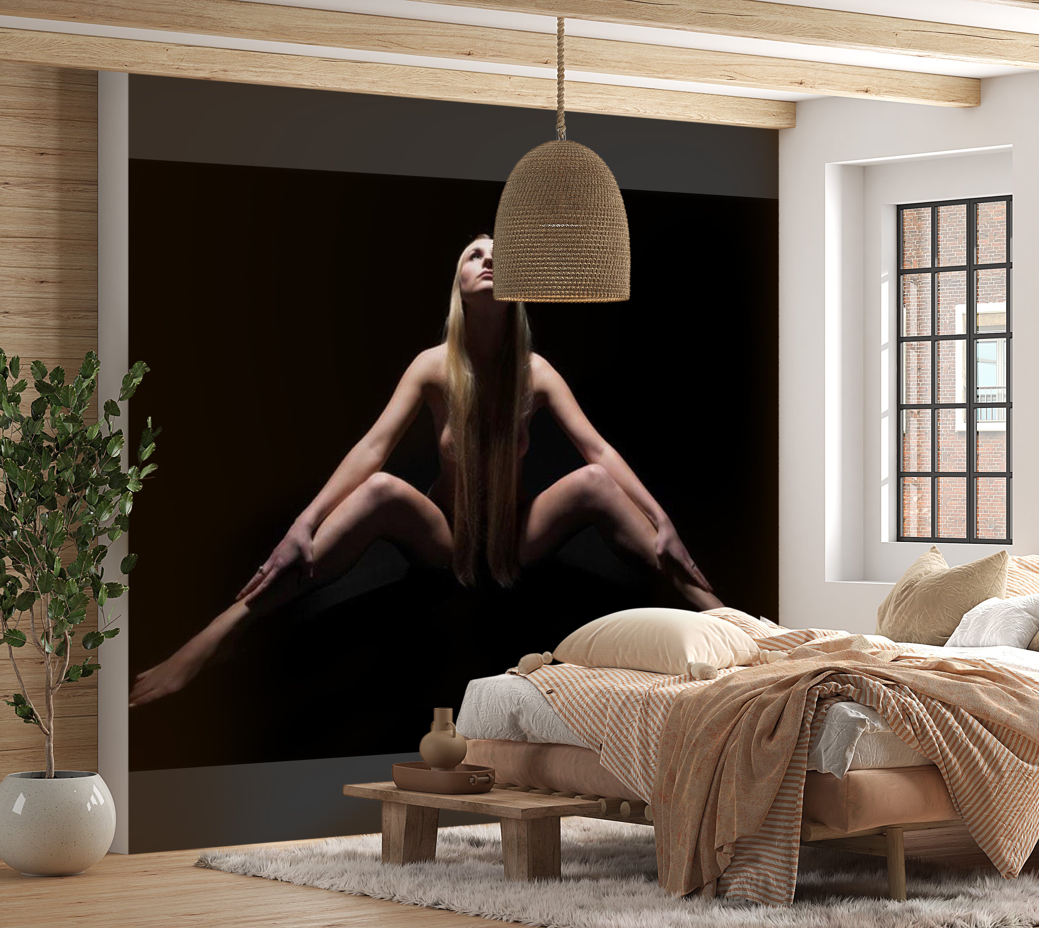 Abstract Wallpaper Wall Mural - Nude - Symmetry 118"Wx90"H