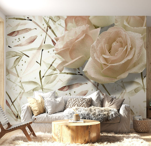 Floral Wallpaper Wall Mural - Birthday Wishes