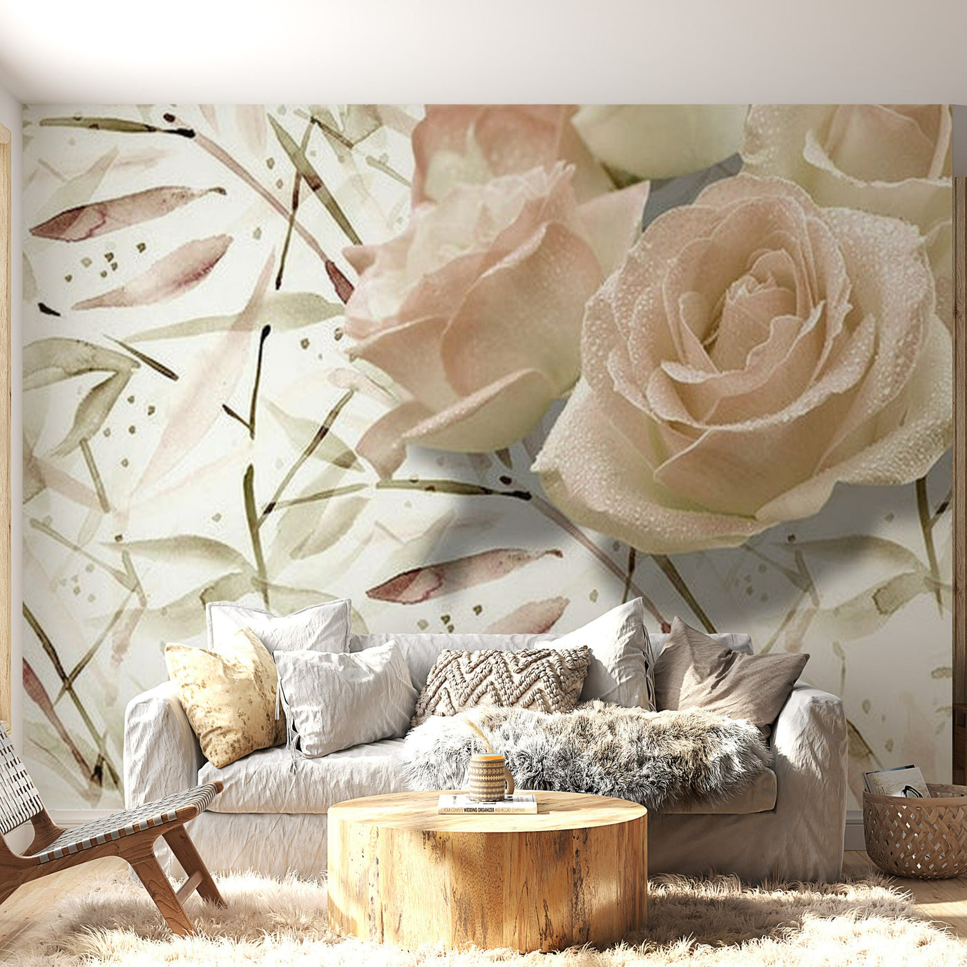 Floral Wallpaper Wall Mural - Birthday Wishes