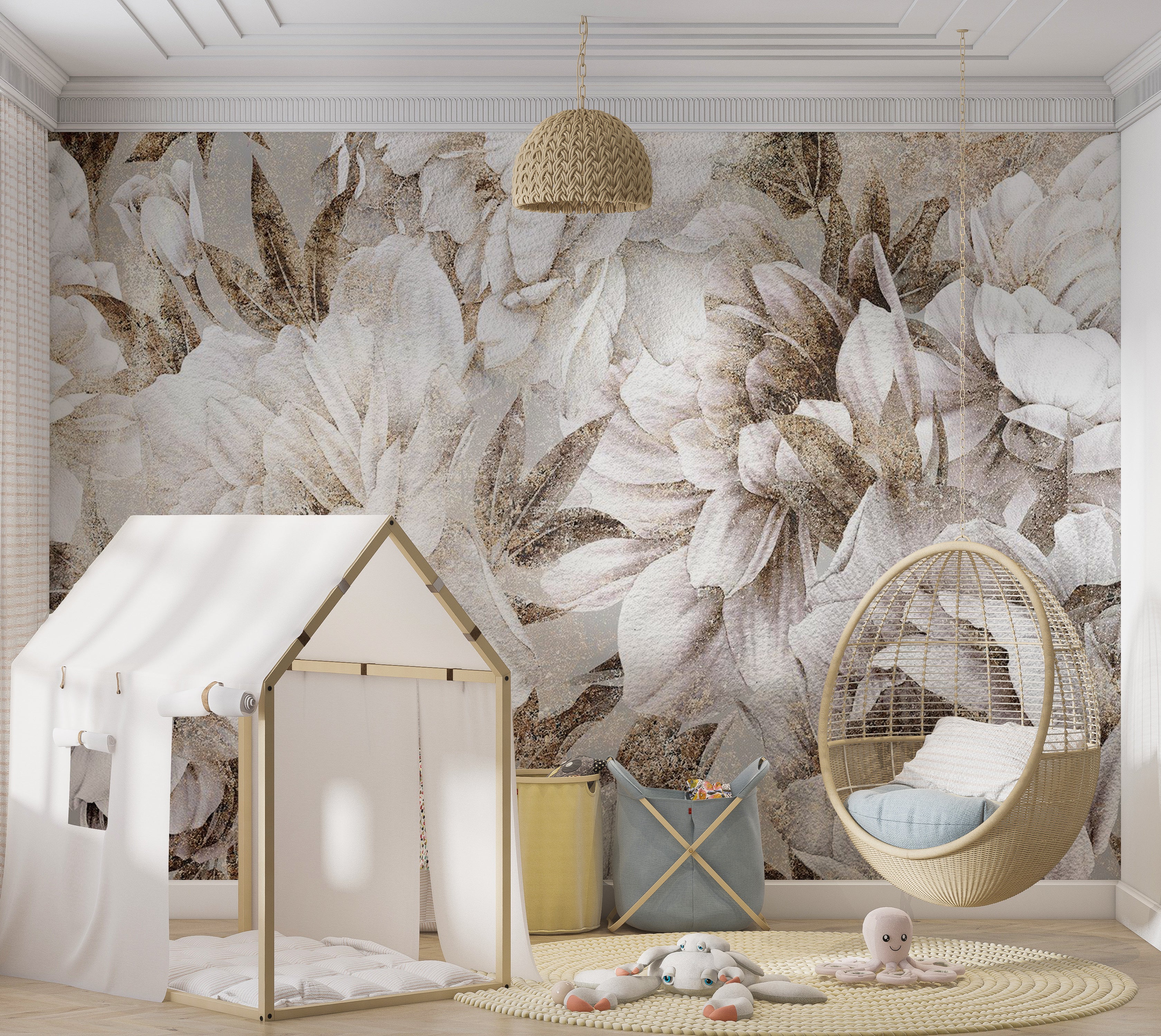 Floral Wallpaper Wall Mural - Vintage Blooming 39"Wx27"H / Standard