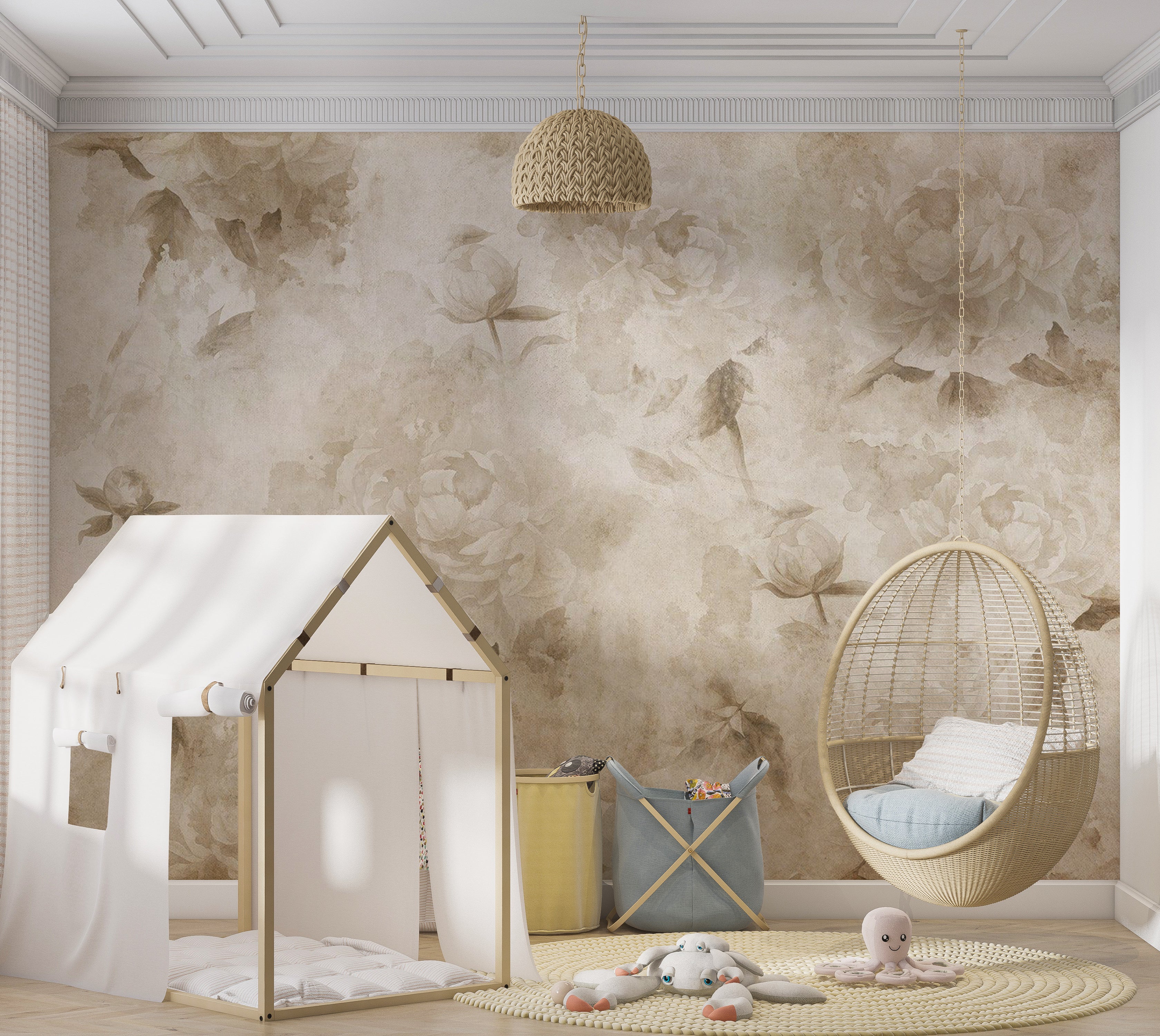 Floral Wallpaper Wall Mural - Vintage Nature 39"Wx27"H / Standard