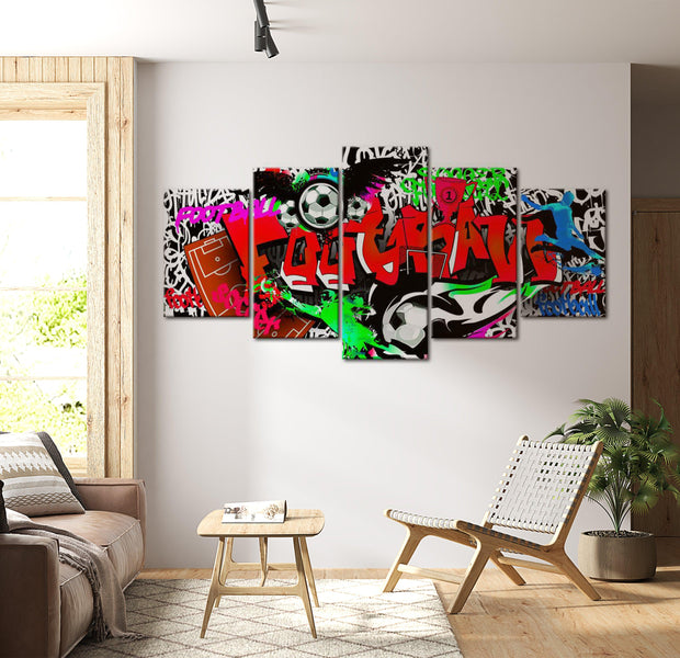 Stretched Canvas Street Art - Football Madness - 5 Pieces