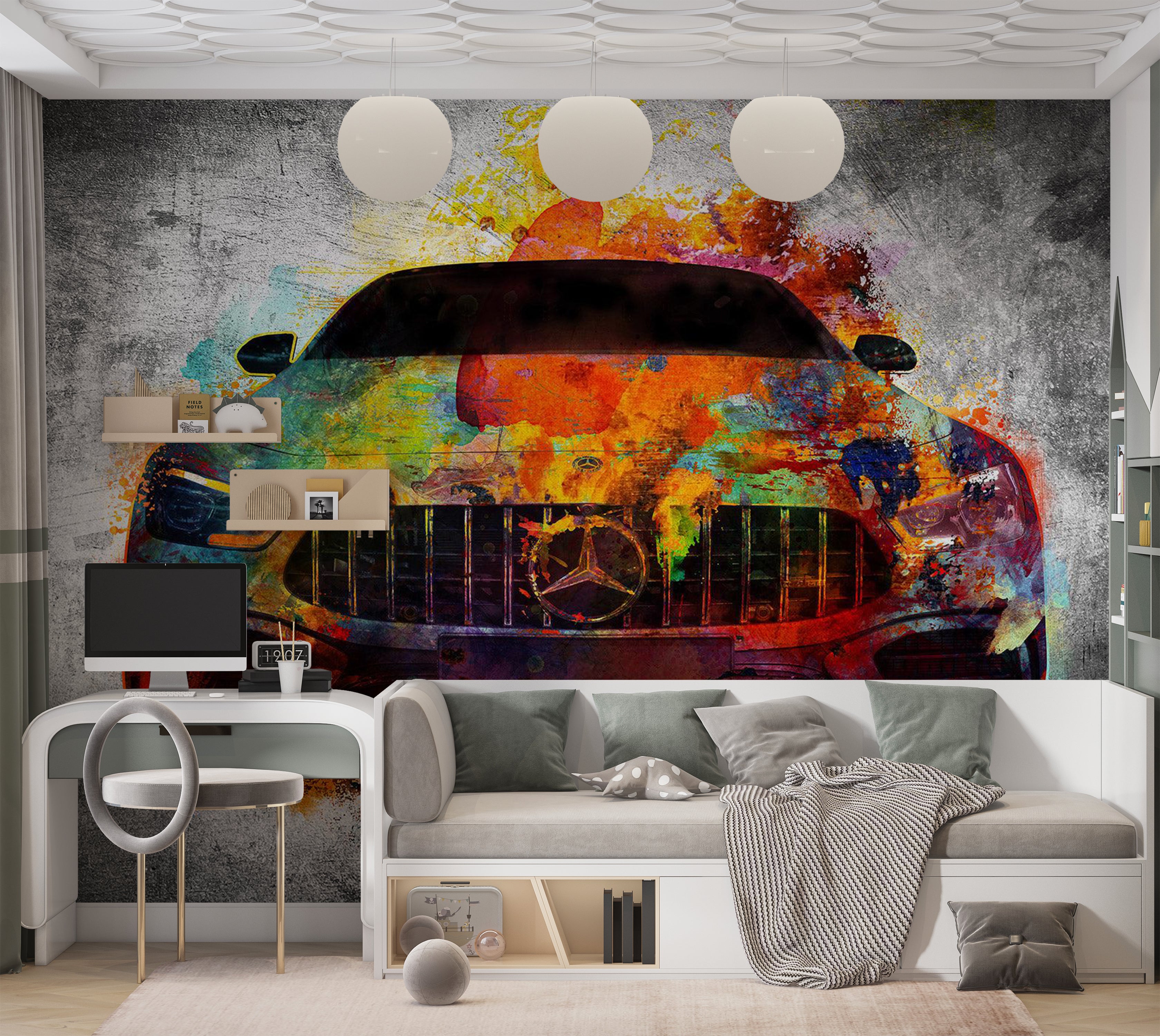 Peel & Stick Wall Mural - Artistic Car Art 38"Wx27"H