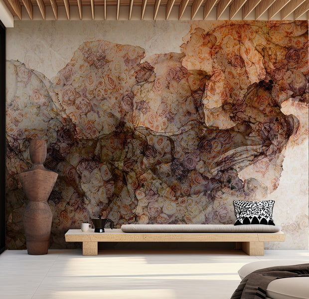 Floral Wallpaper Wall Mural - Woven With Roses 39"Wx27"H / Standard