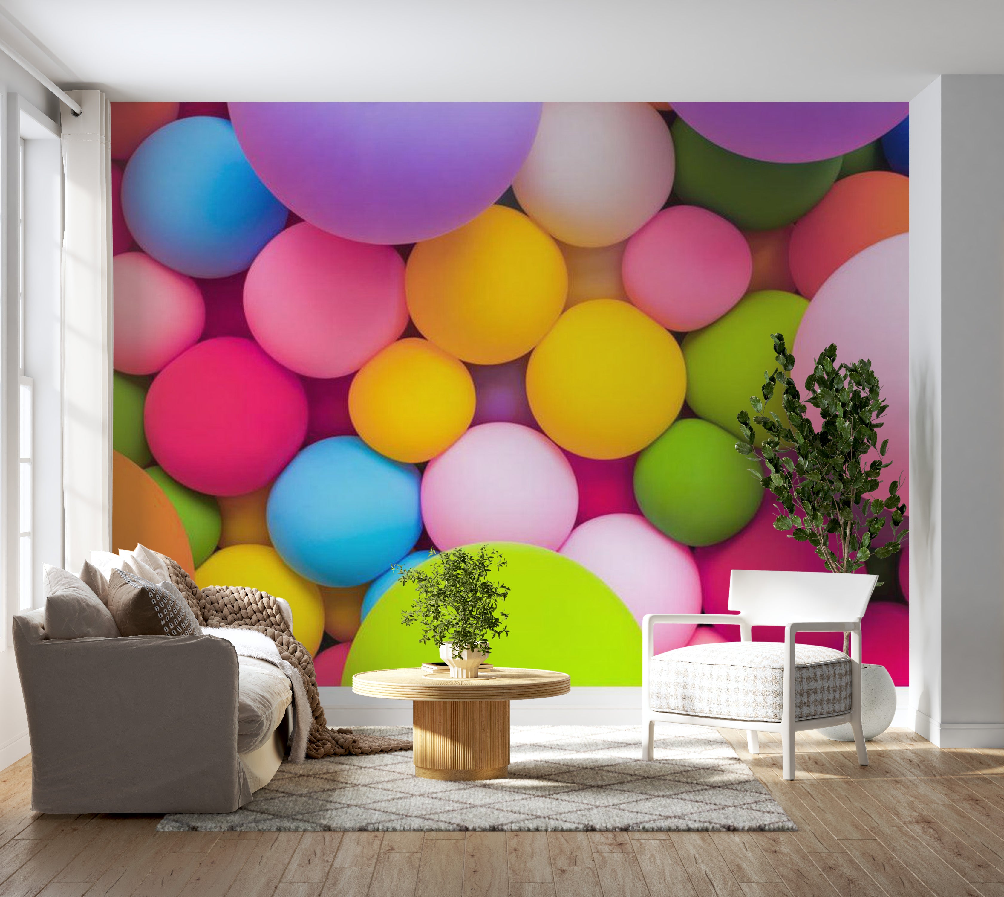 Abstract Wallpaper Wall Mural - Colourful Balls 39"Wx27"H