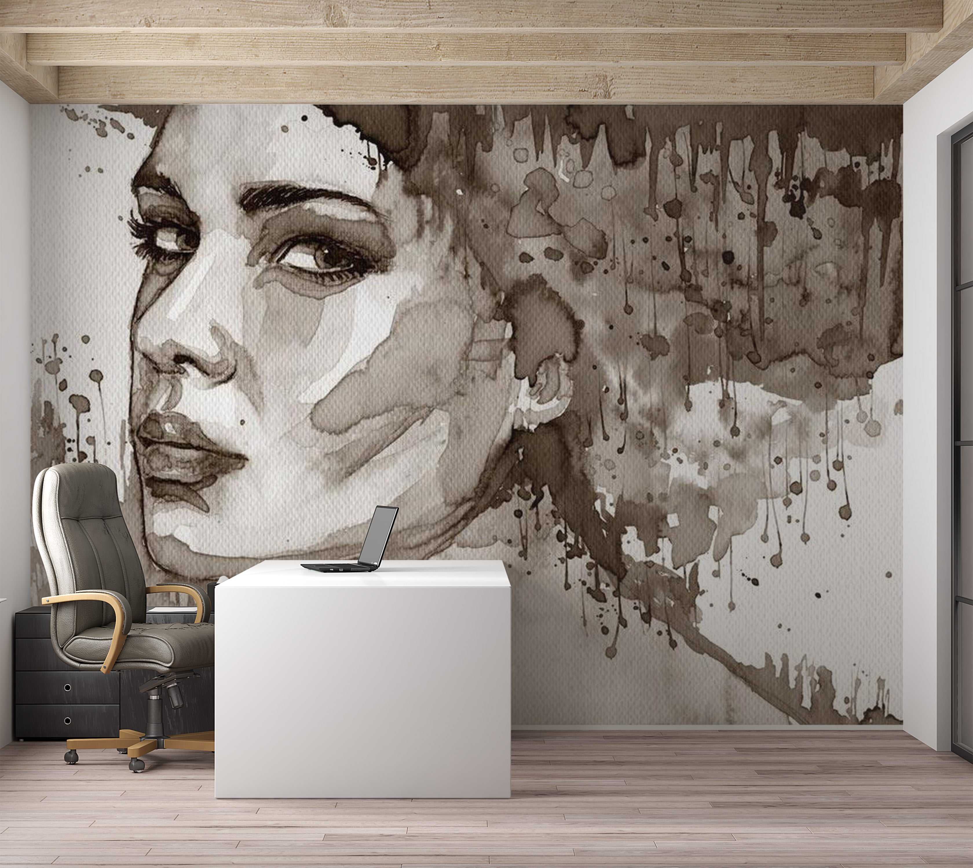 Abstract Wallpaper Wall Mural - Black Lady 39"Wx27"H