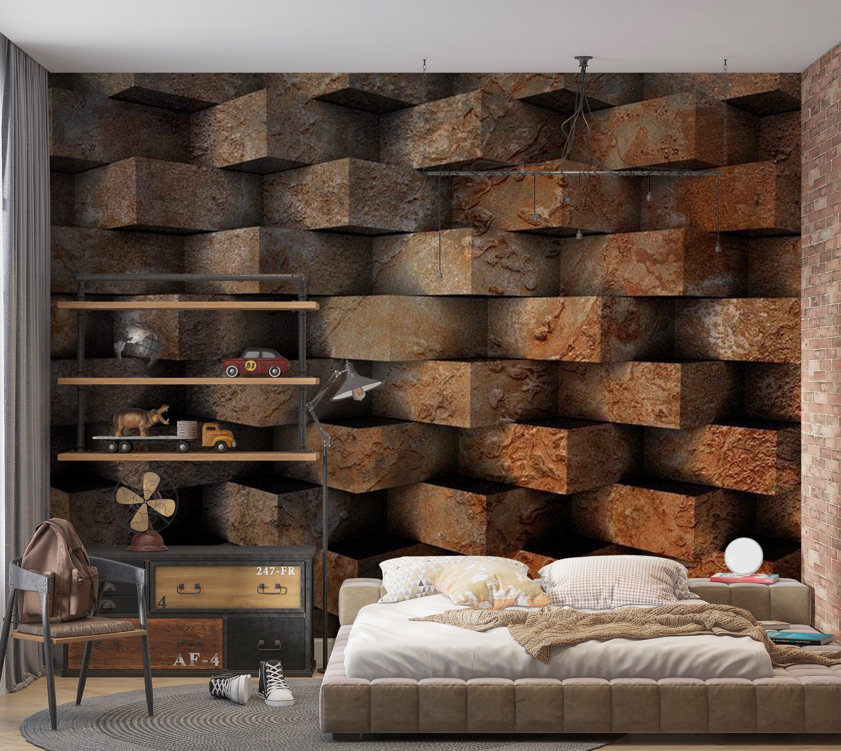 Background & Patterns Wallpaper Wall Mural - Stacked Bricks 39"Wx27"H