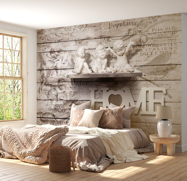 Background & Patterns Wallpaper Wall Mural - Retro Fantasy Compilation on Wood 39"Wx27"H