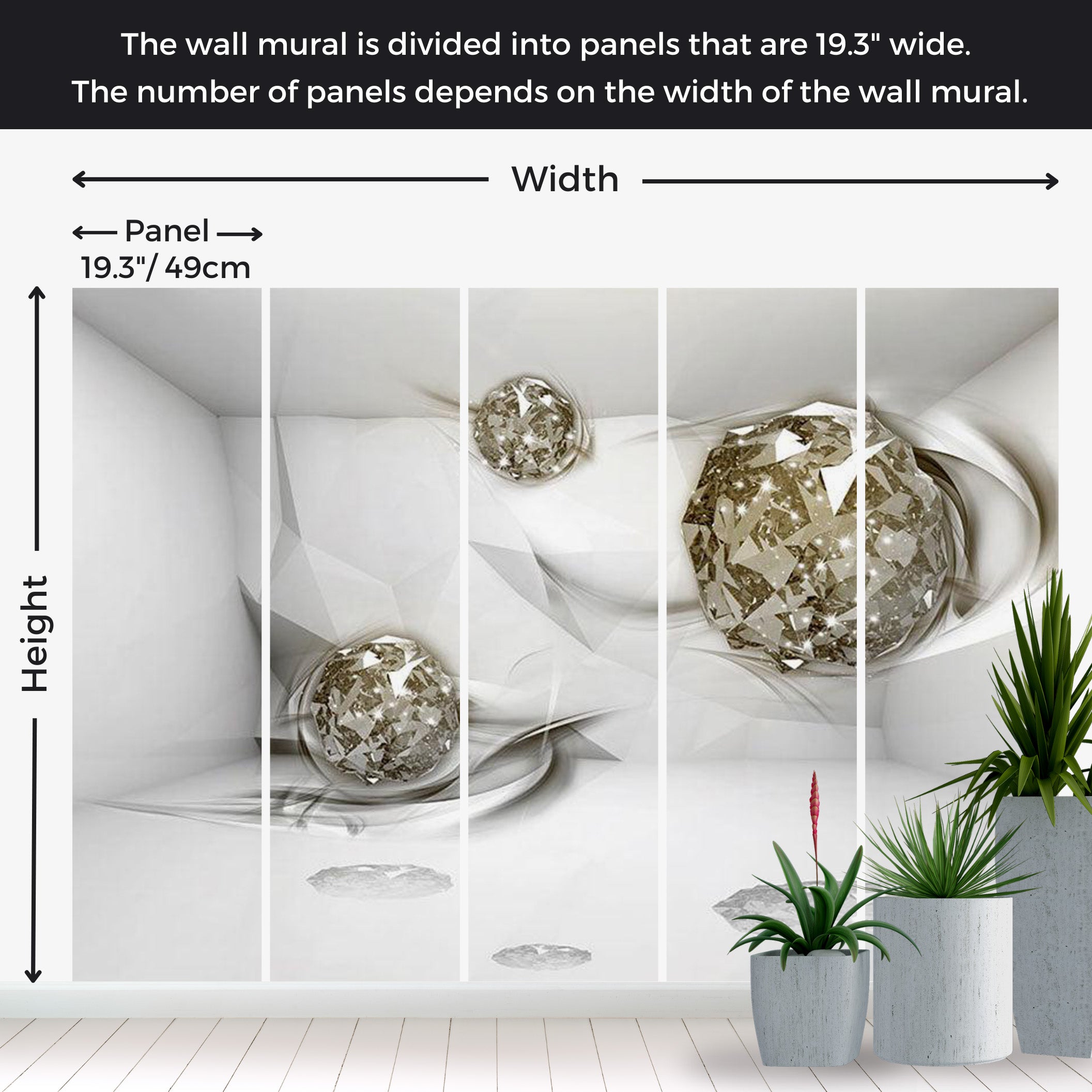 Peel & Stick 3D Illusion Wall Mural - Abstract Diamonds 38"Wx27"H