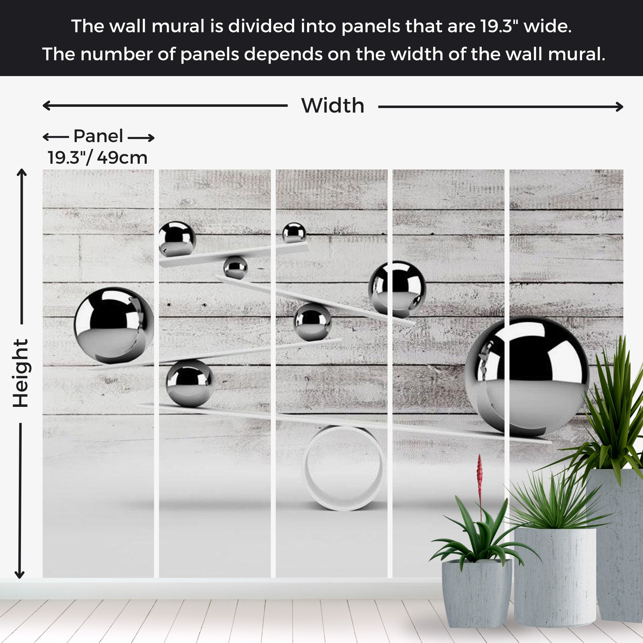 Peel & Stick 3D Illusion Wall Mural - Balance 38"Wx27"H