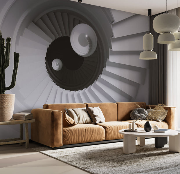 Peel & Stick 3D Illusion Wall Mural - Time Tunnel 38"Wx27"H