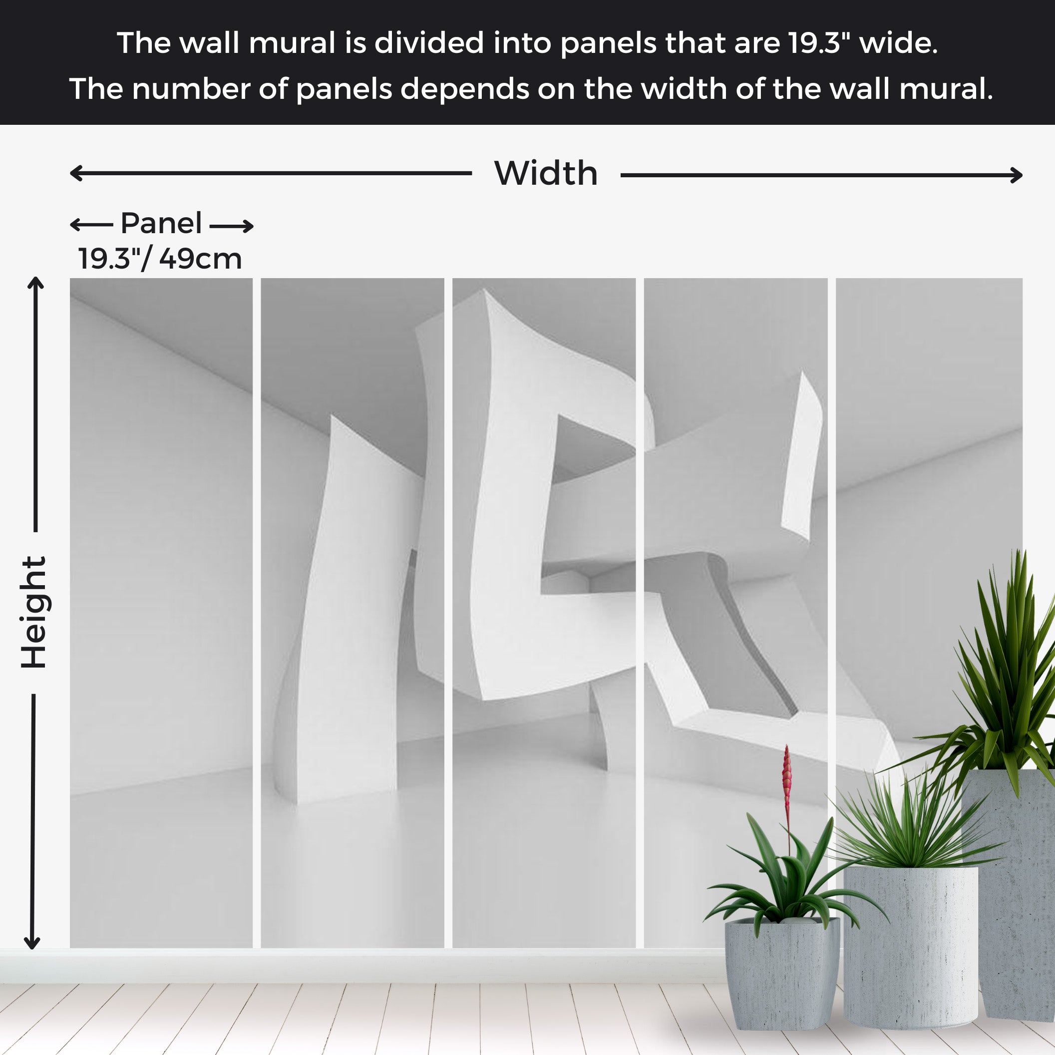 Peel & Stick 3D Illusion Wall Mural - White Madness 38"Wx27"H